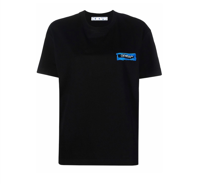 Off-White Blue Logo Black T-shirt