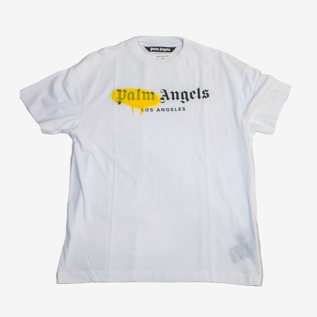 Palm Angels White Yellow Graffiti T-Shirt - Lit Fitters Portugal